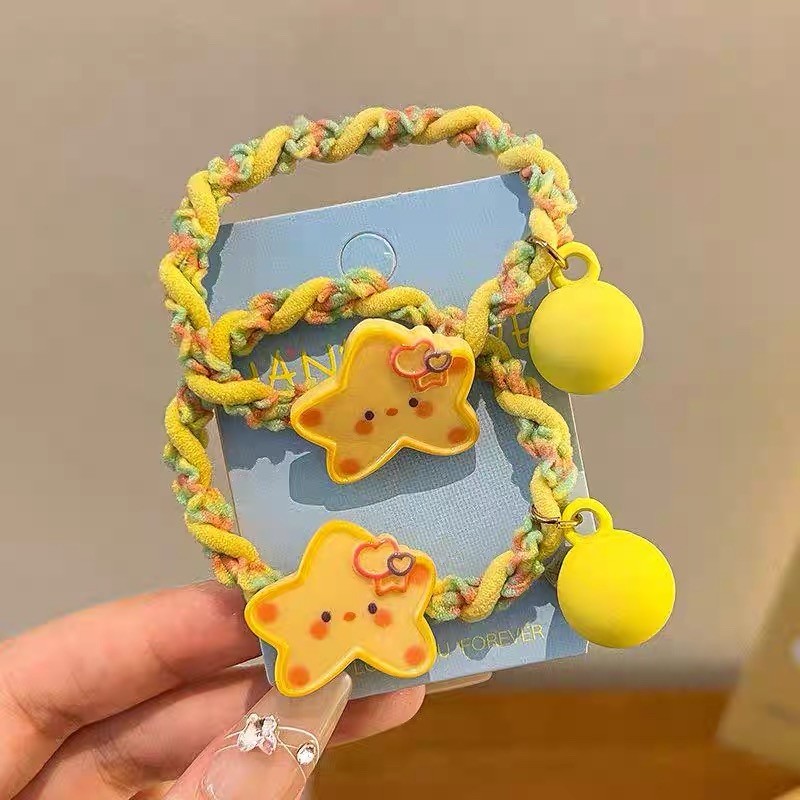 1 ชิ้นความยืดหยุ่นสีเหลือง Star เชือกผมผม Scrunchies เครื่องประดับผม