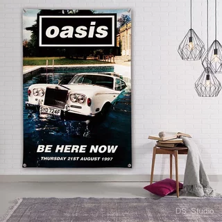 OASIS ผ้าธงแขวนร็อค Oasis Band ผ้าพื้นหลังบาร์ ตกแต่งคอนเสิร์ต ผ้าแขวนหอพัก ผ้าแขวนข้างเตียง ผ้าแขวนสตูดิโอพร้อมแพ็คเกจก