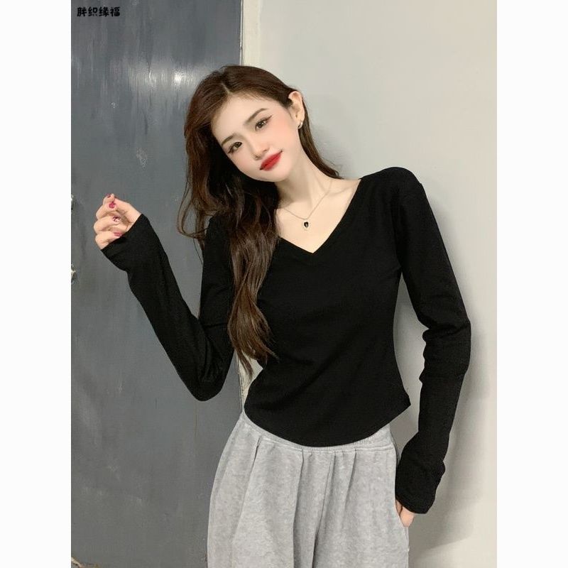 ผู้หญิงคอปกเสื้อกระชับสัดส่วนไขมันมม.เก๋ใหญ่ไม่สม่ําเสมอBottomingแฟชั่นฤดูใบไม้ร่วงสไตล์ใหม่COD Slim