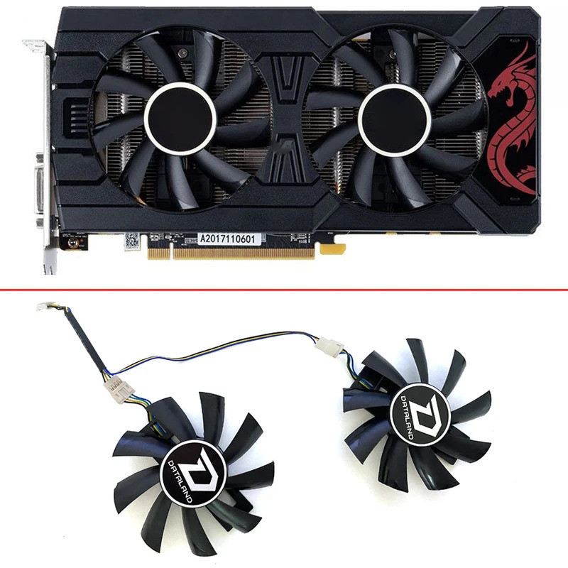 87 มม.พัดลม GA92B2U GA92S2U RX 570 GPU พัดลมสําหรับ Dataland PowerColor Radeon RX 570 Dual RX580 Coo