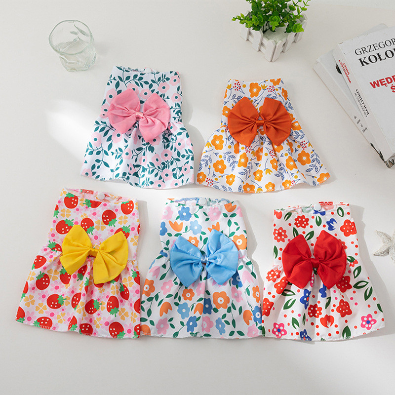 小型犬碎花公主裙猫咪泰迪比裙子狗狗蝴蝶结裙狗狗3.16Small Dog Floral Princess Dress, Cat Teddy Dress, Dog Bow Dress, Dog Dres