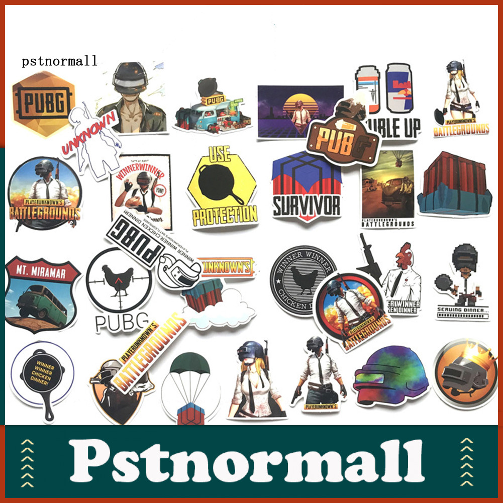 29 ชิ้น PUBG Battlegrounds PVC กระเป๋ากันน้ําสเก็ตบอร์ดรถ Graffiti สติกเกอร์