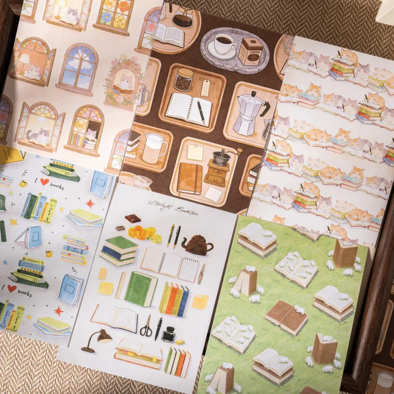 Journal GO 10pcs Starlight Bookstore กระดาษตกแต่ง Glitter วัสดุกระดาษสําหรับ Journal Scrapbooking Co