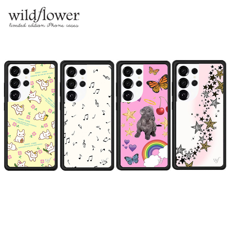 SAMSUNG ดอกไม้ป่าชื่อร่วมการ์ตูนกระต่ายเคสโทรศัพท์สําหรับSamsung Galaxy S23 S24 S25 S26 UltraซิลิโคนAnti-FallingกันกระแทกปกหลังWFปลอก