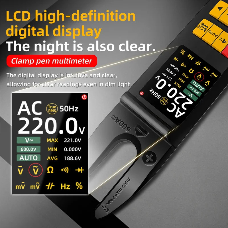 BSIDE U5 U-Shaped Clamp Meter 600A DC AC Current Tester True RMS หน้าจอ TFT อัตโนมัติ USB ชาร์จ 1200