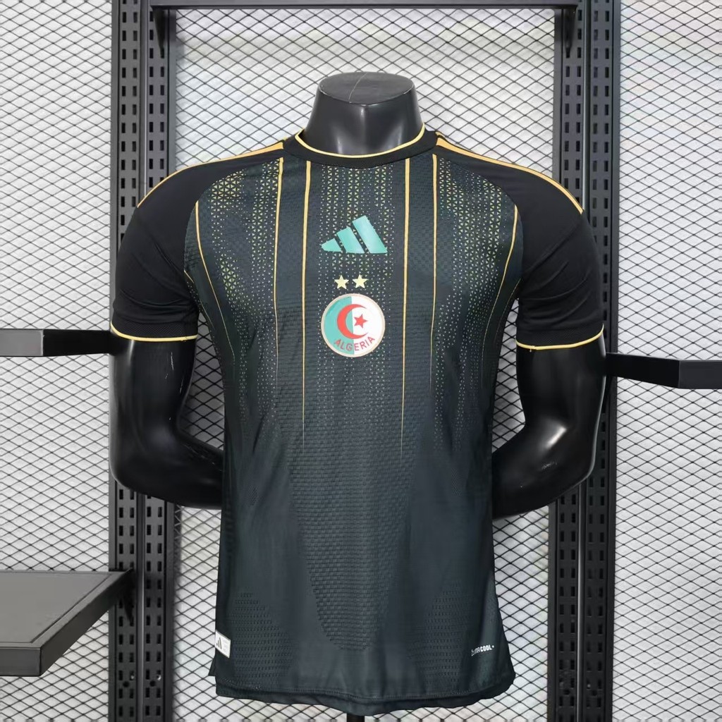 เสื้อกีฬาฟุตบอล Algeria Black Gold ไซส์ S-3XL เนื้อผ้าเจอร์ซีย์แห้งไว