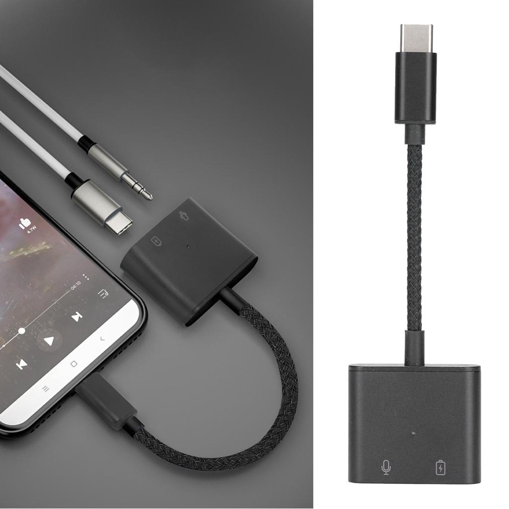 อะแดปเตอร์ USB C AUX USB-C ถึง 3.5 มม.หูฟังการออกแบบแบบบูรณาการถักสําหรับแล็ปท็อปโทรศัพท์มือถือ