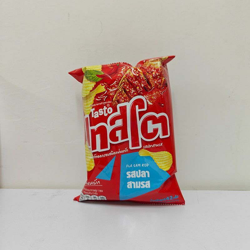 T Thailand Big C TASTO รสบาร์บีคิว Wave Potato Chips หนาตัดมันฝรั่งทอดบาร์บีคิวบาร์บีคิวรสกรอบของขบเ
