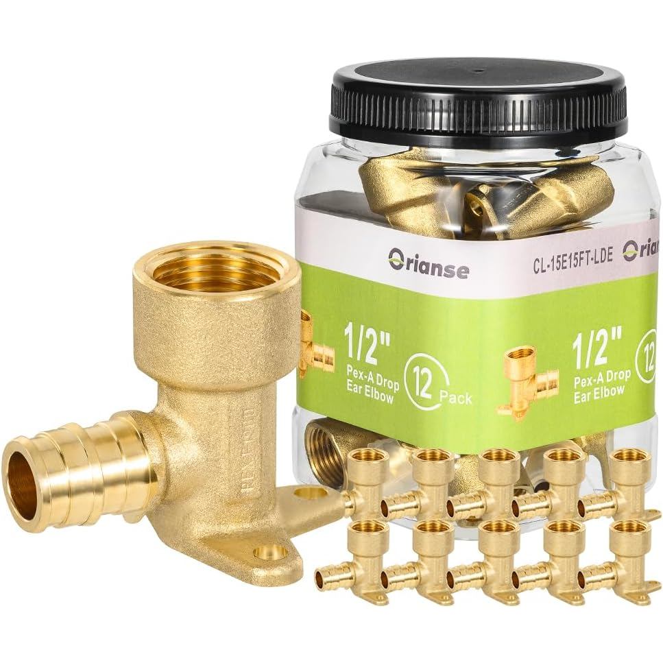 12 แพ็ค Orianse 1/2 "ทองเหลืองเย็นขยาย Drop Ear Elbow,1/2 "PEX-A x 1/2 "NPT หญิงเกลียว Pex-A อุปกรณ์
