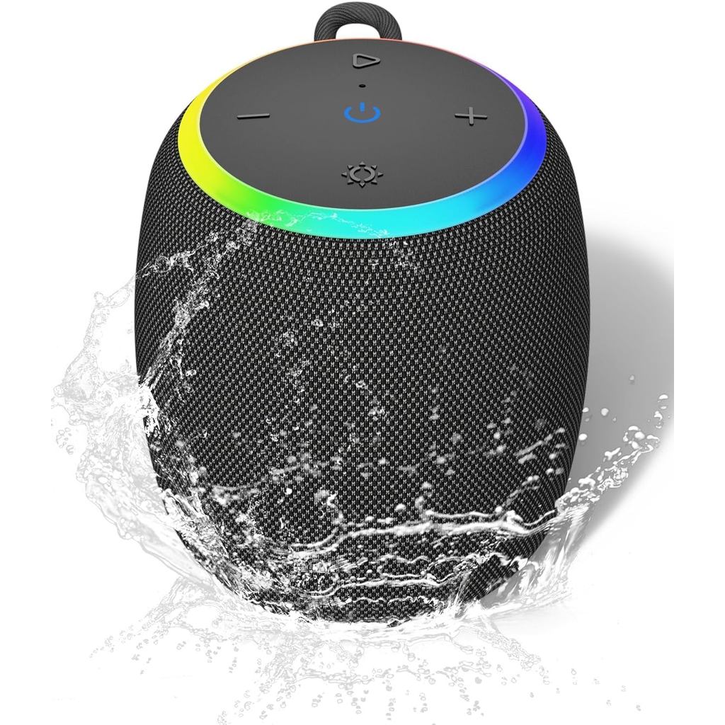 ลําโพงบลูทูธ บลูทูธไร้สายแบบพกพา 5.3, 15W Clear Bass, กันน้ํา IPX6, ไฟ LED, AUX/TF/USB, คู่ TWS, เวล