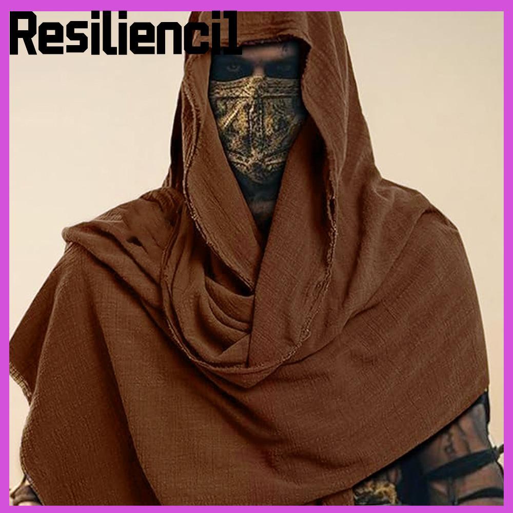 RESILIENCI1 Mens Medieval Pirate Retro Hood, สีดํา/สีน้ําตาลน้ําหนักเบา Wrap Cloak, Unisex Vintage P