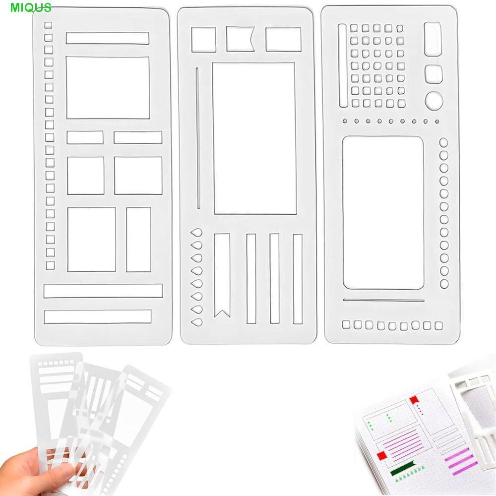 MIQUS ไม้บรรทัดแม่แบบแฮนด์เมด, Dot Grid Stencils แม่แบบบันทึกยืดหยุ่น, Creative Multifunctional การศึกษา Checklists กล่องเส้น Log การวางแผนแม่แบบ Journal