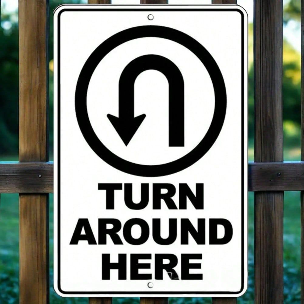 CIFbuy 2D สะท้อนแสง UTurn Alert Sign กันน้ําสําหรับที่จอดรถทางขับเคลื่อนมากมาย Entrances Decor