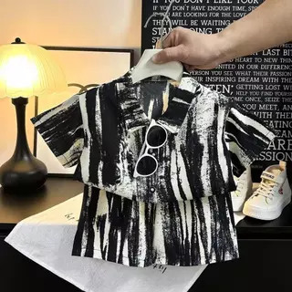 SL08 เสื้อแจ็กเก็ต แขนสั้น สไตล์ฮ่องกง ลําลอง เหมาะกับฤดูร้อน สําหรับเด็กผู้ชาย【LittleLion】