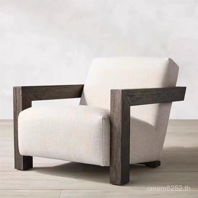 Nordic สไตล์เงียบ Minimalist Retro Distressed โซฟาเดี่ยวเก้าอี้ Club ระเบียง B & B Leisure Lazy ไม้เ