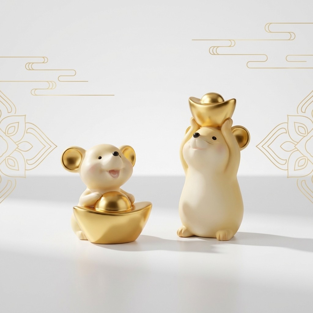 หนูมงคลถือก้อนทอง หนูพระพิฆเนศ เสริมดวงการเงิน เรียกทรัพย์ โชคลาภ แก้ชง ตั้งหิ้งบูชา MOU888