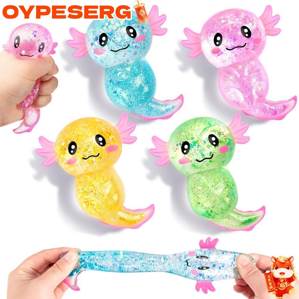 OYPESERG Squishy Stress Glitter, Glitter Sugar Filled Axolotl Squishy ของเล่น, Soothing Texture รูปร