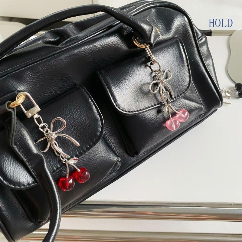 พวงกุญแจ Bowknot Charm ลายโบว์เชอร์รี่ สำหรับประดับกระเป๋าและเครื่องประดับ ในสไตล์หวานๆ สำหรับผู้หญิงฤดูร้อน