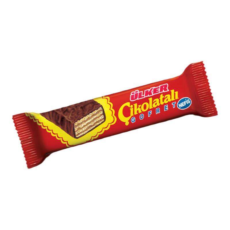 ULKERCikolatali Hazelnut Cream Heart-Shaped ช็อกโกแลตเคลือบเวเฟอร์บิสกิตขนมนําเข้าตุรกี Bagged Snack