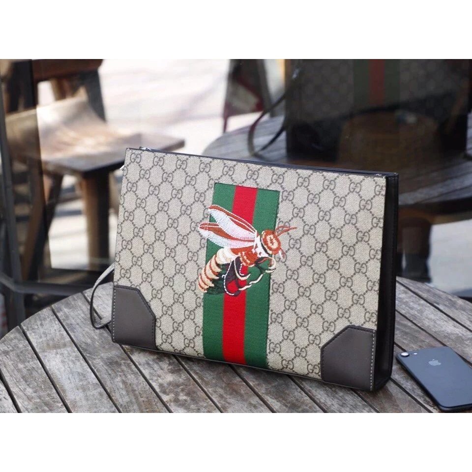 Qi กระเป๋าผู้ชายแท้ กระเป๋าถือ gucci gucci Briefcase กระเป๋าถือ gucci gucci