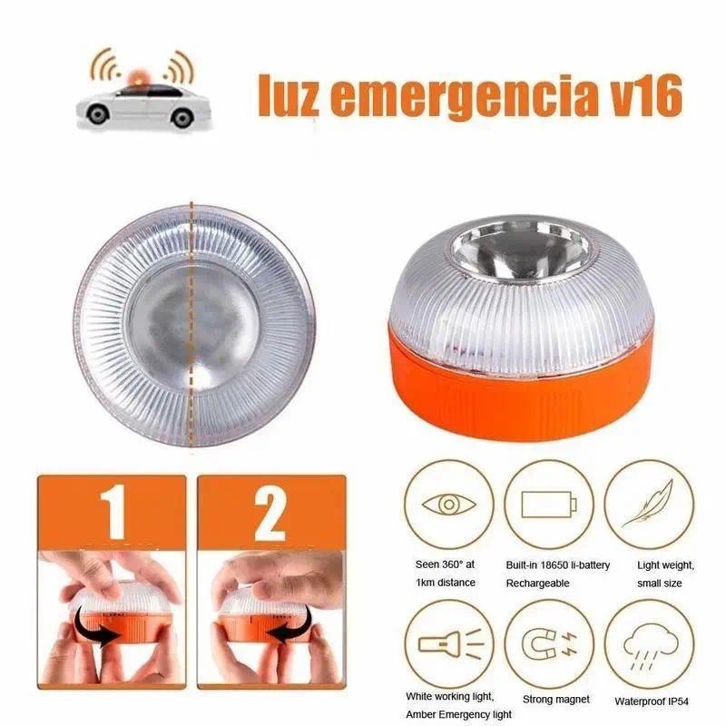 ไฟฉุกเฉิน V16 Homologated DGT ได้รับการอนุมัติรถไฟฉุกเฉิน Strobe Induction Beacon ใหม่แม่เหล็กชาร์จ 