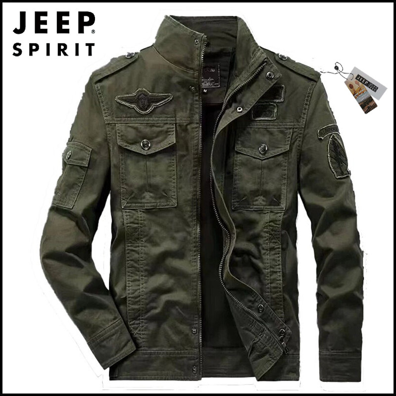 JEEP เสื้อแจ็คเก็ตผู้ชาย ผ้าฝ้ายเบาๆ กันลม สำหรับใส่ลำลอง
