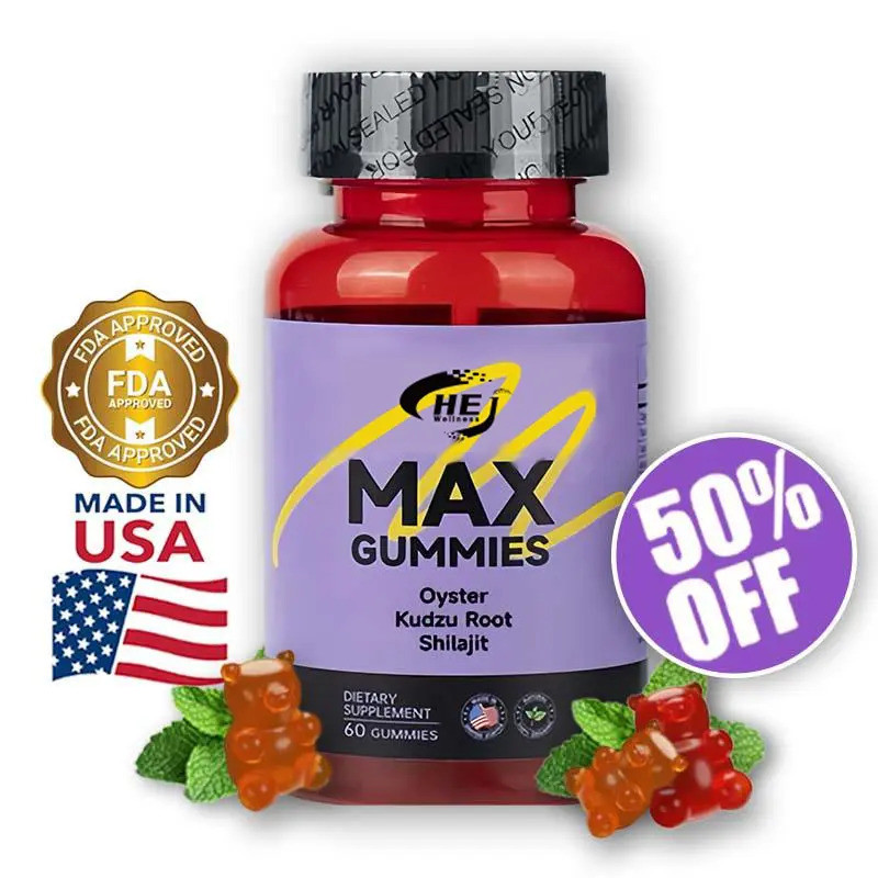 MAX Gummies - ผลิตภัณฑ์เสริมอาหารจากหอยนางรม, Kudzu Root และ Shilajit - 60 เม็ด - ได้รับการรับรองคุณ