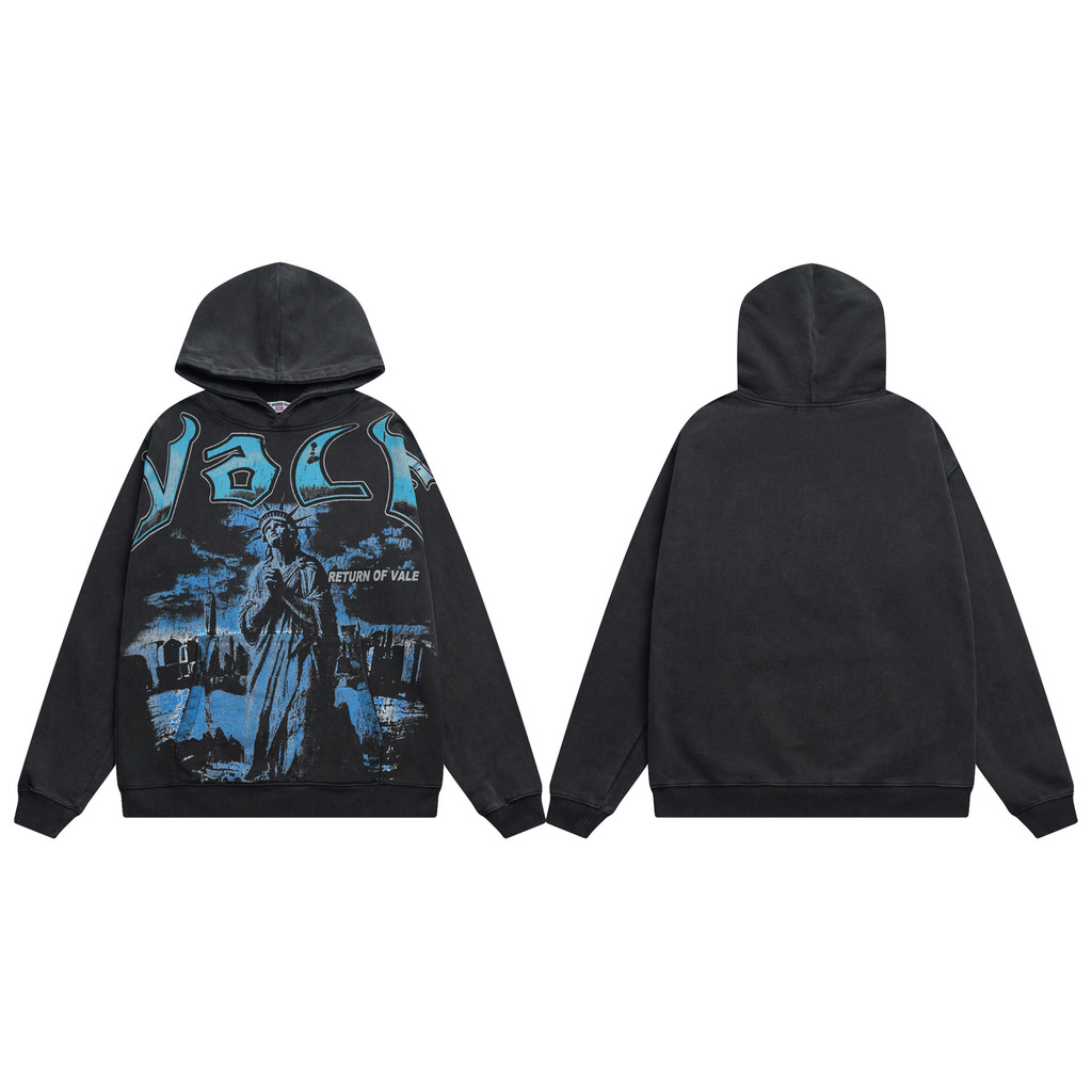 6NAJ Vale Forever Valley Statue of Liberty Hoodie Washed and distressed hoodie sweatshirt