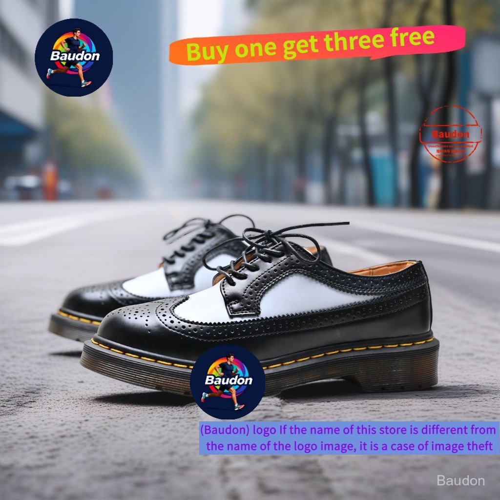 รองเท้า Dr. Martens 3989 Smooth หนังแพลตฟอร์ม Contrast สี Brogue แกะสลักหนา สำหรับทั้งผู้ชายและผู้หญ