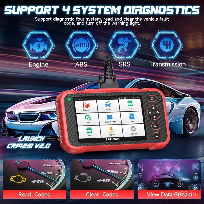 LAUNCH CRP129I V3 OBD2 เครื่องสแกนเนอร์ ABS SRS เครื่องยนต์เกียร์น้ํามัน TPMS EPB คันเร่ง 12 + Reset