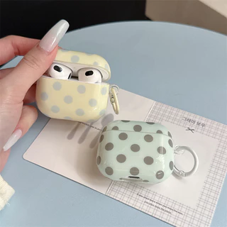 นมสีเหลือง polka dots สําหรับ Airpods 1/2 3 Pro2 pro3 Airpods4 ชุดหูฟังไร้สายบลูทูธป้องกันกรณี AirPods Pro i3 i4 pro3 หูฟังป้องกันกรณี