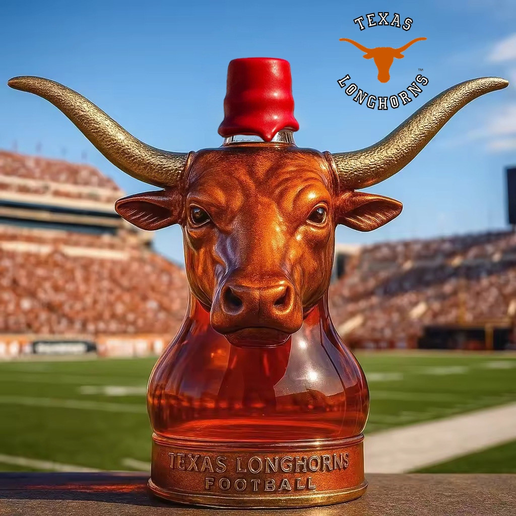 New Decorative Items Longhorns Whiskey Bottle Painted Longhorned Cow Rugby Team Whiskey