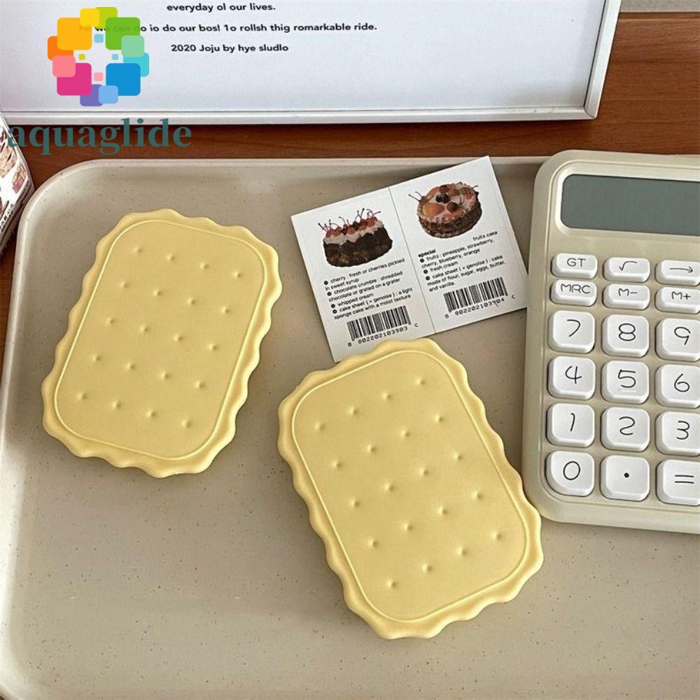 AQUAGLIDE Biscuit Hand-Held Mirror, Mini Cheese Biscuit Design Biscuit Make-Up Mirror, Simple Portab