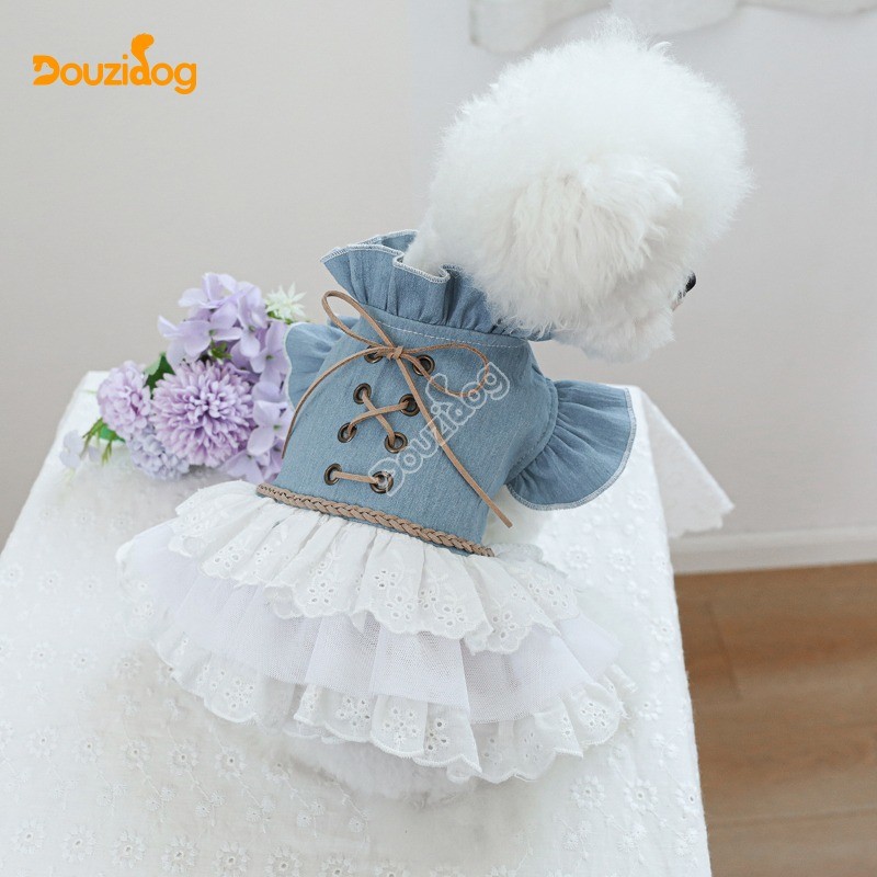 Douzidog เสื้อผ้าสุนัขฤดูร้อนสัตว์เลี้ยงกระโปรงยีนส์น่ารักสุนัขขนาดเล็กขนาดกลางแมวทุ่มเท