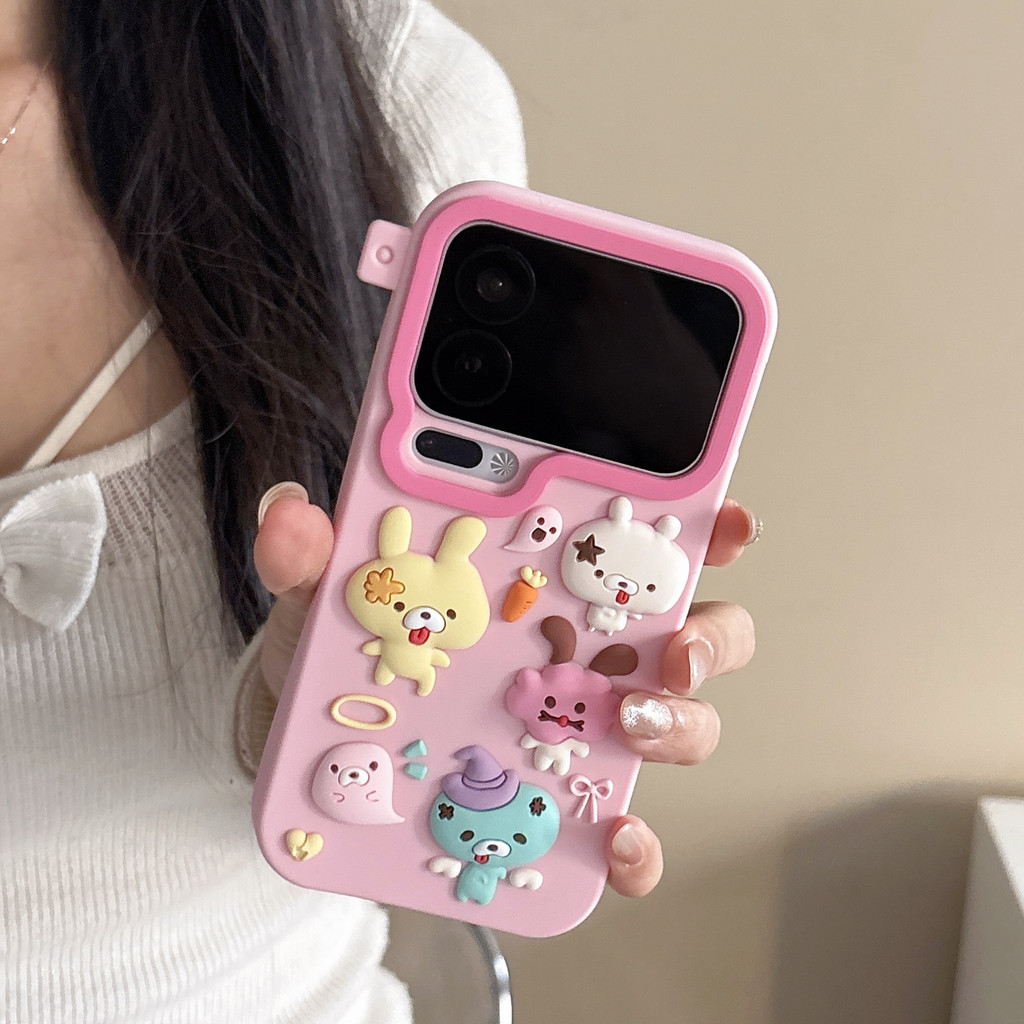3D กันกระแทก สําหรับ OPPO Reno13 5G Reno 15Pro Max 14 14Pro 14F 13 เคสมือถือ Soft TPU Case เคสป้องกัน Cute Cartoon Zombie Rabbit Cover เคสกันกระแทก เคสซิลิโคน