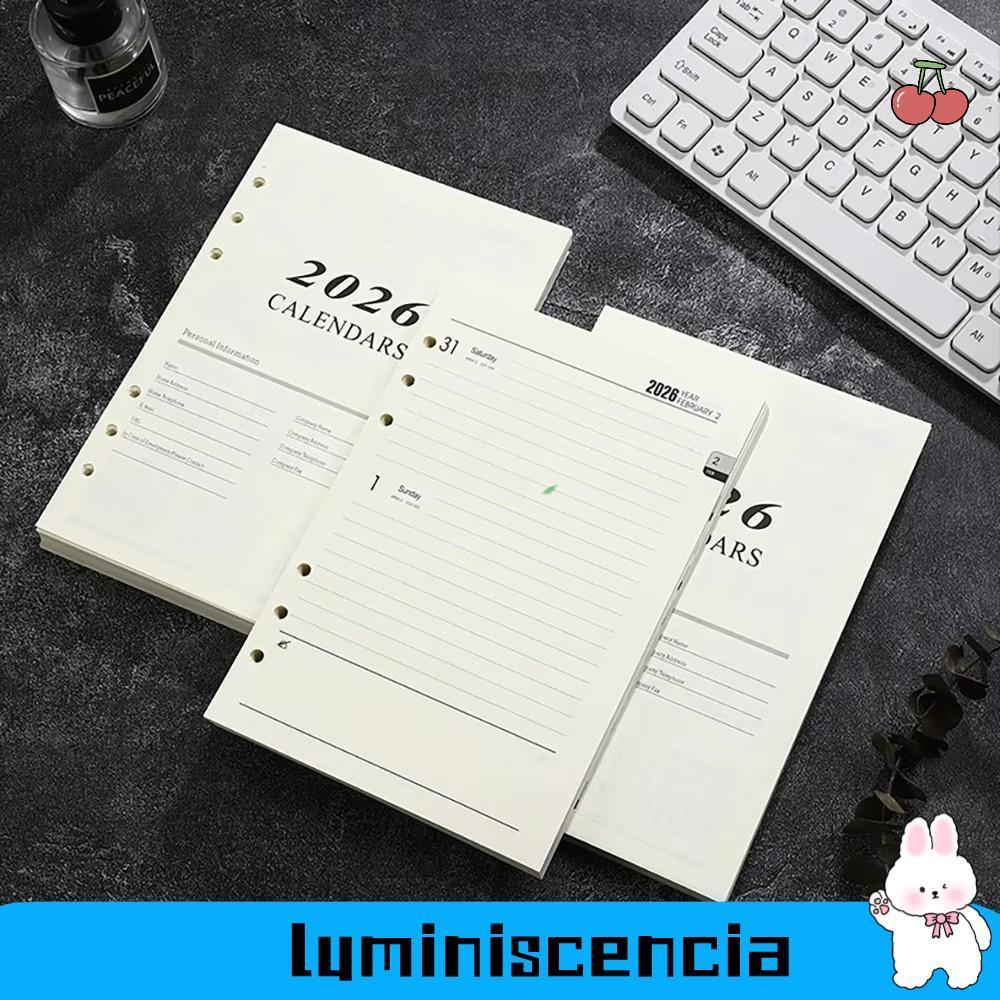 สมุดบันทึก LUMINESCIA A5, นักวางแผนรายวัน Refill Page Binder หน้าด้านใน, แผ่นเจาะรูใบหลวม 365 วัน No