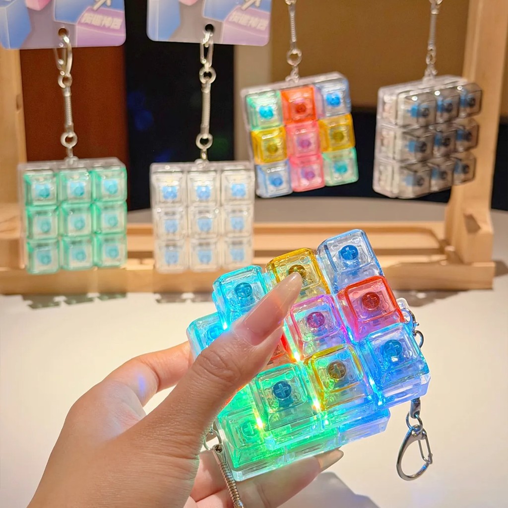 LED คีย์บอร์ด ของเล่นปุ่มกดอิเล็กทรอนิกส์ บรรเทาความเครียด ฟรี พวงกุญแจจี้ Fidge ของเล่นพวงกุญแจ แบบพกพา ของเล่นเรืองแสง