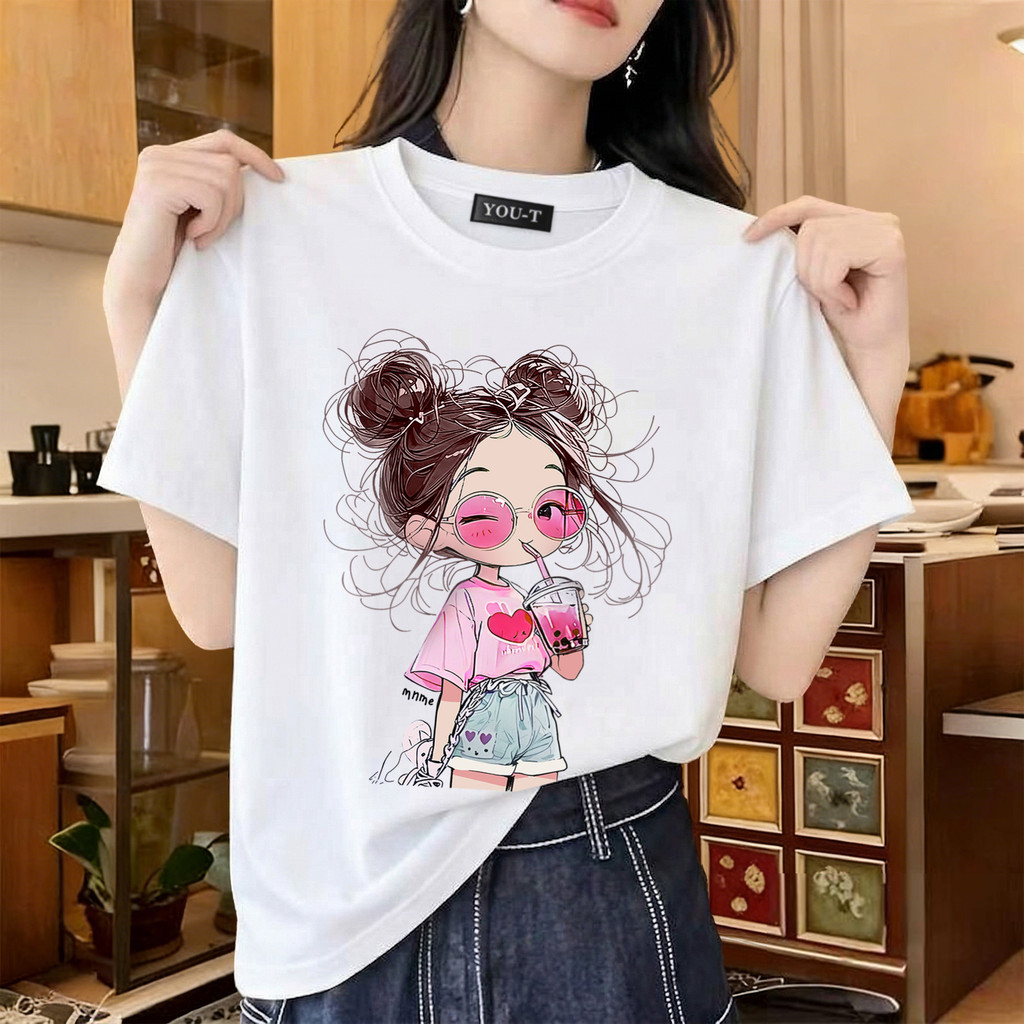 T42.SHOP🌸 เสื้อยืด oversize unisex เสื้อน่ารัก โคตรนุ่ม เสื้อ cotton 100% ไม่หดตัวลาย เสื้อไม่ยับ ลาย "Girl"