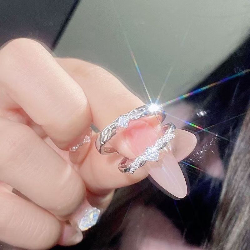 双生恋人情侣戒指一对男女款百搭开口对戒情人节女朋友生日礼物3.27Twin Love Couple Rings, a Pair for Men and Women, Versatile Open-en