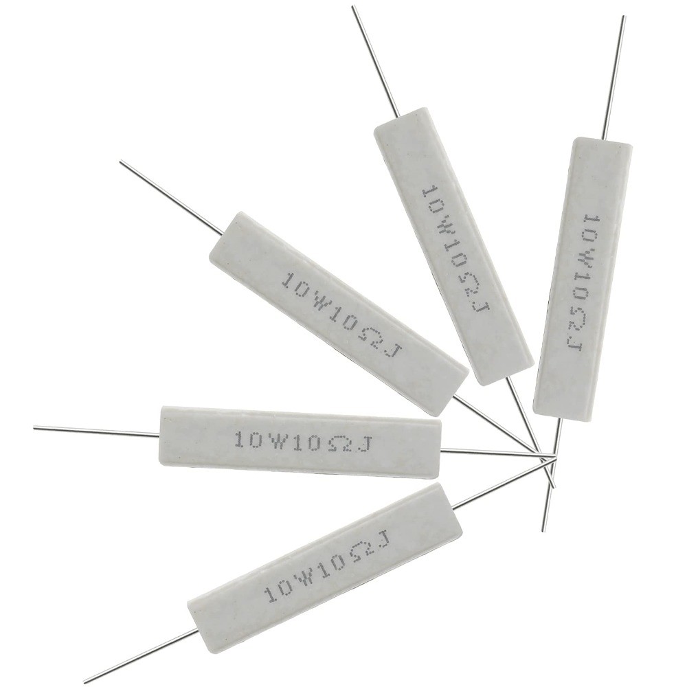 10PCS ตัวต้านทานซีเมนต์ 5W 10W 5 Ohm 10 Ohm Power Resistor Assortment Cement Resistor Kit Wirewound 