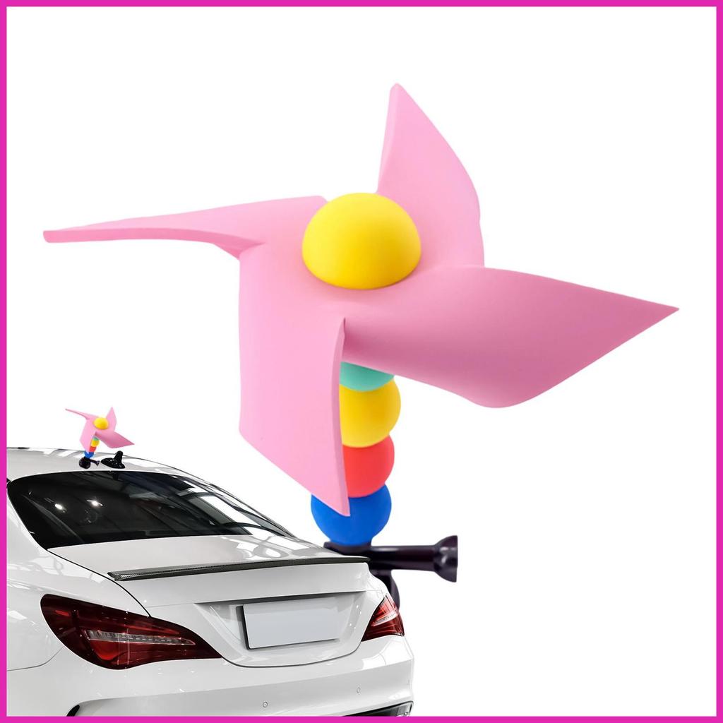 อุปกรณ์ตกแต่งภายนอกรถยนต์สีสันสดใส Pinwheel รถหมุน Pinwheel ตกแต่งสําหรับรถยนต์ Trailer almoevn