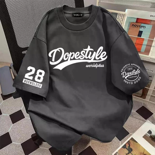 TEE·SHOP🍀 เสื้อยืด Oversize ลาย 'DOPESTYLE' สไตล์เกาหลี เท่ห์มาก ใส่ได้ทั้งชายหญิง ผ้านุ่มสบายตัวทั้งวัน รองรับ COD 📦