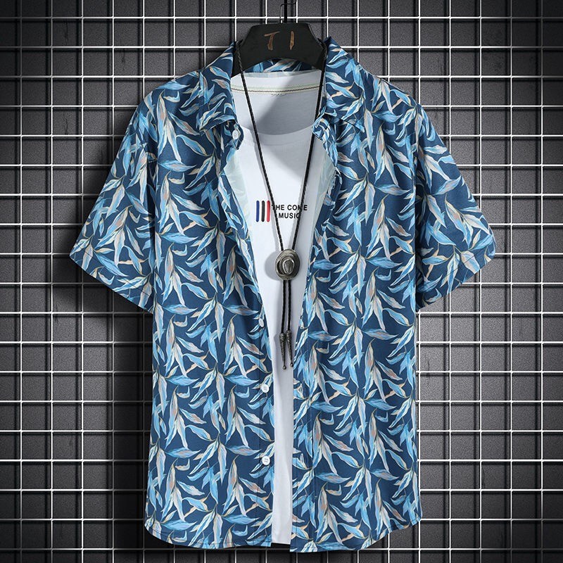 เสื้อฮาวายผู้ชาย แขนสั้น ผ้าแห้งเร็ว ลายดอกไม้ thumbnail 8