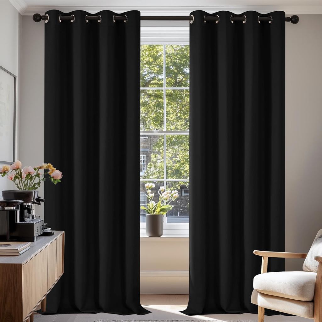 Eyelet Curtains Bedroom Thermal Insulated Drapes Energy Saving Blackout Curtains Panels for Living R