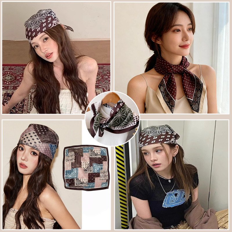 COD ผ้าขนหนูผ้าฝ้ายและผ้าลินินคุณภาพ ผ้าพันคอไหม เวอร์ชั่นเกาหลี 70×70 cm หวานเท่ แฟชั่นสุดๆ