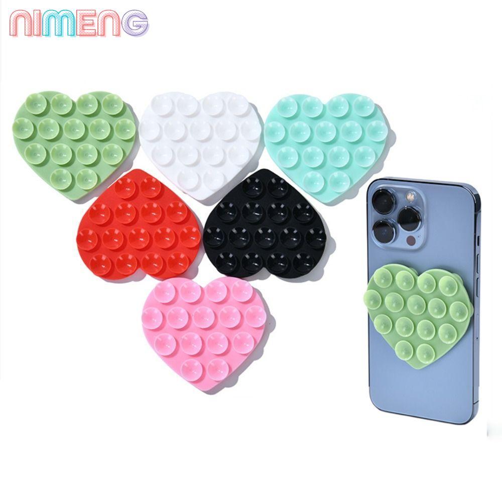 NIMENG Sucker Support,วงเล็บถ้วยดูดซิลิโคนรูปหัวใจ,ล้างทําความสะอาดได้แฮนด์ฟรีทนทานอุปกรณ์เสริมโทรศัพท์สากล