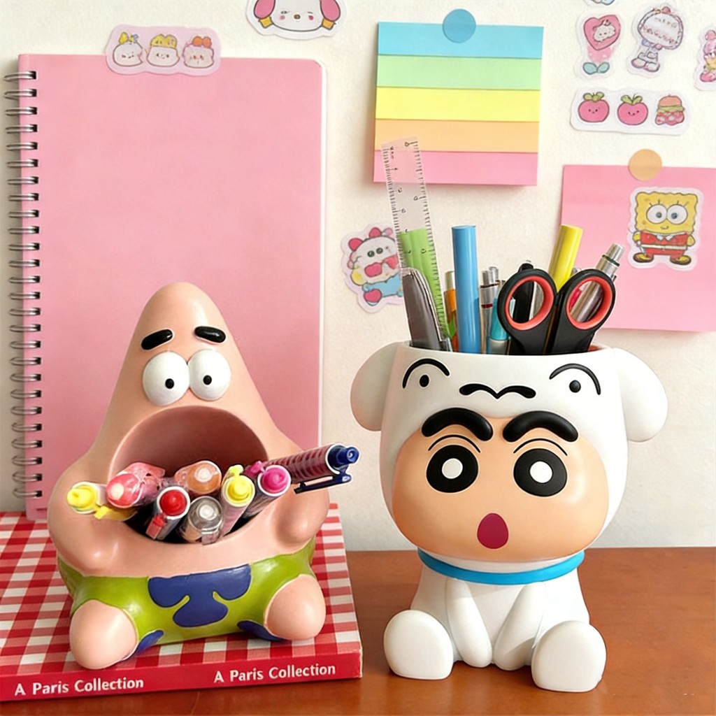 Crayon Shin Chan ที่ใส่ปากกาเดสก์ท็อปกล่องดินสอนักเรียนเครื่องเขียน Organizer Decor