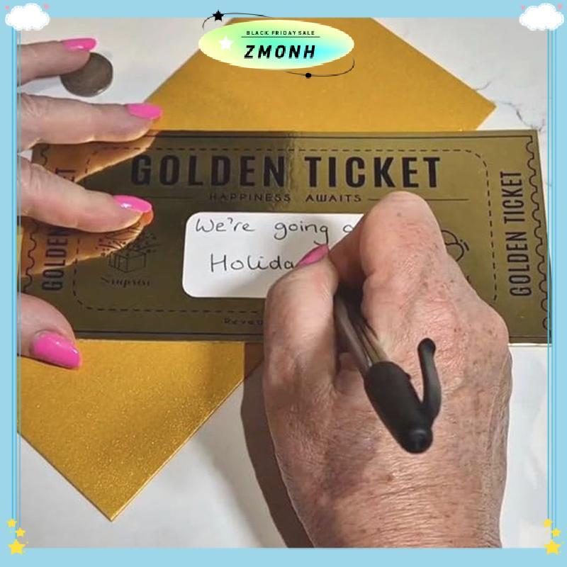 ZMONH 1 ชุด Deluxe Golden Ticket Surprise Off Card Christmas Surprise เปิดเผยการ์ด Off Ticket Surpri