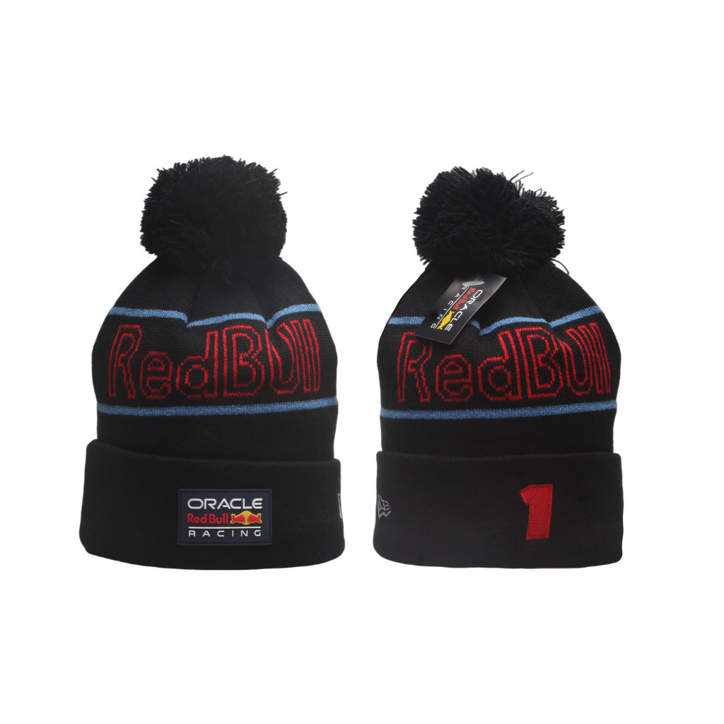 2026RED BULL Red BULL หมวกเย็นหมวกขนสัตว์ถักหมวกเล่นสกีป้องกันหมวกอุ่นด้านนอก