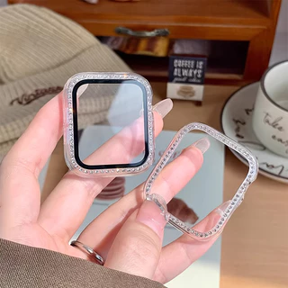 กรณี PC เพชร for Apple Watch 45มม IWatch Series 11 10 9 8 7 6 5 4 SE 3 2 1 44มม 42 41 40 38มม ปกป้องกันหน้าจอแก้วนิรภัย